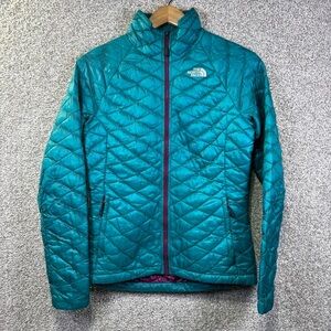 The North Face ThermoBall Jacket Womens XS Teal Quilted Zip Puffer Lightweight